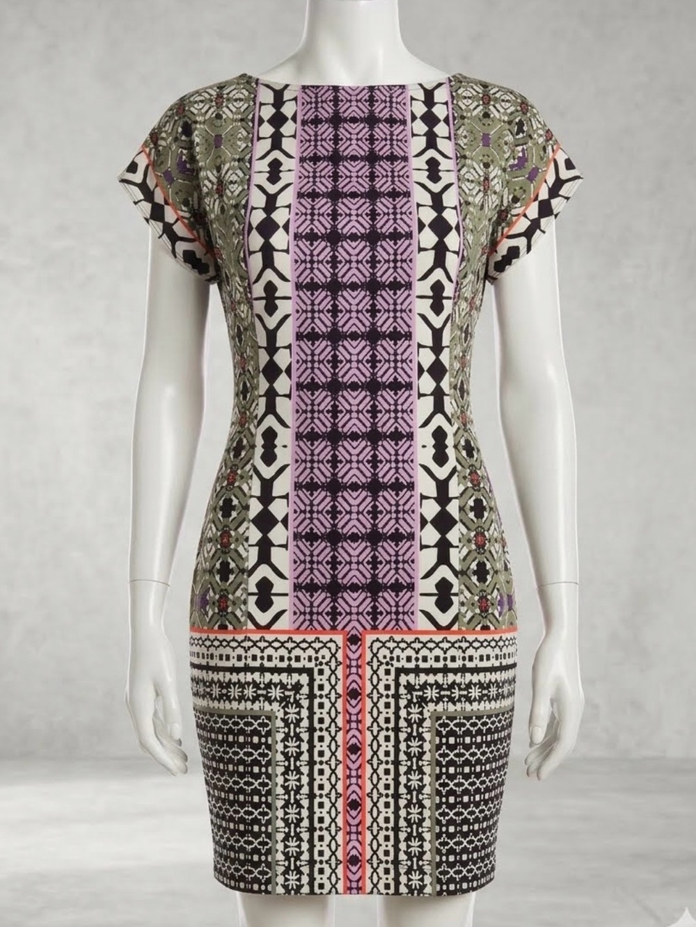 Hale Bob Natalya Crepe de Chine Printed Mini Dress - Purple Boho - Size XS